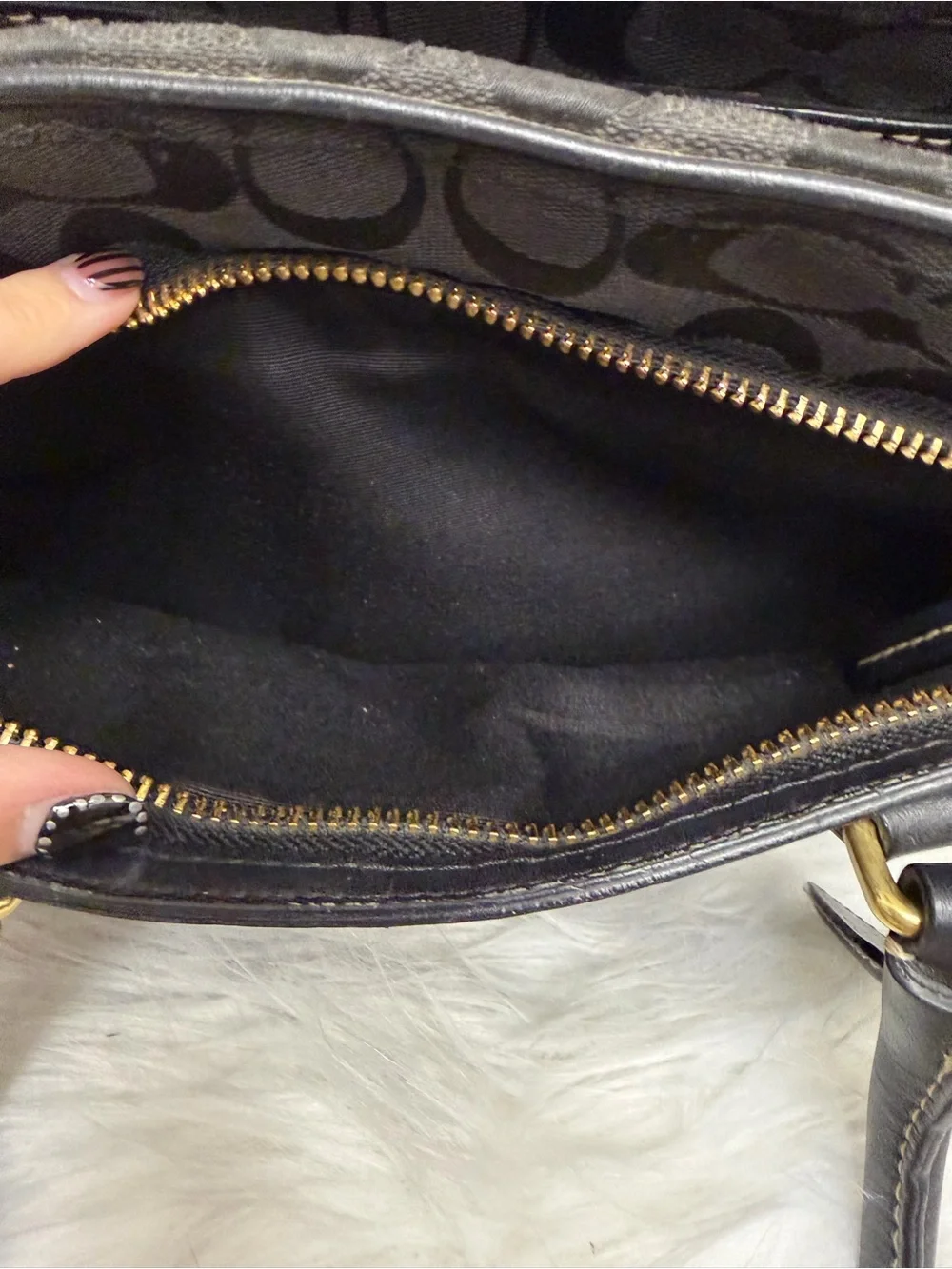 Coach Black On Graphite Signature Print Satchel N/A